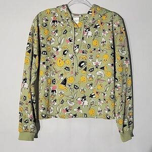 Youth Girl's Looney Tunes Cropped Hoodie, Sea Green, Size XXL